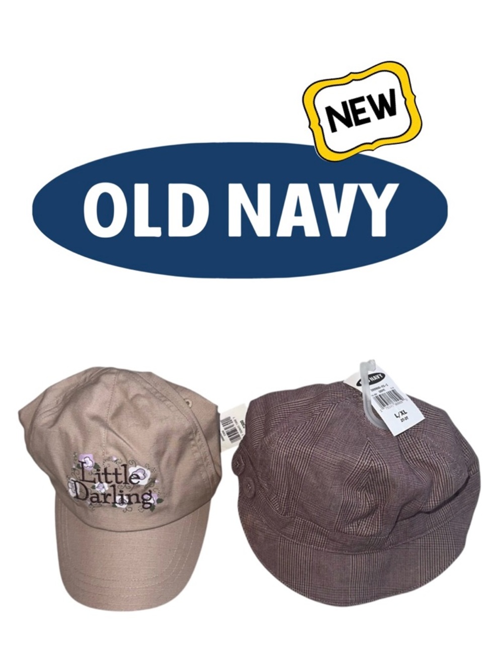 New 2-pc Hat Bundle OLD NAVY Little Darling Cap Glen Plaid Newsboy Ivy Girl 2-3T